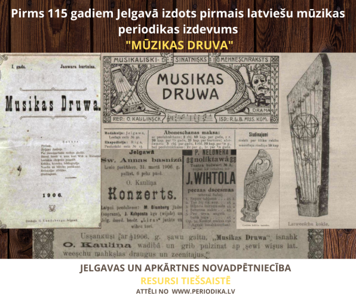  Pirms 115 gadiem Jelgavā izdots pirmais latviešu mūzikas periodikas izdevums “Mūzikas Druva”