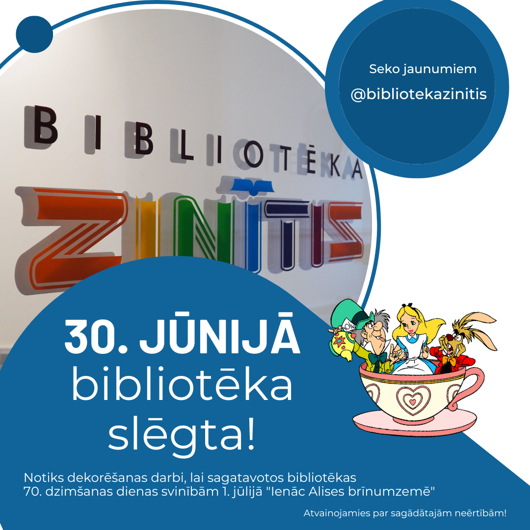 30. jūnijā bērnu un jauniešu bibliotēka