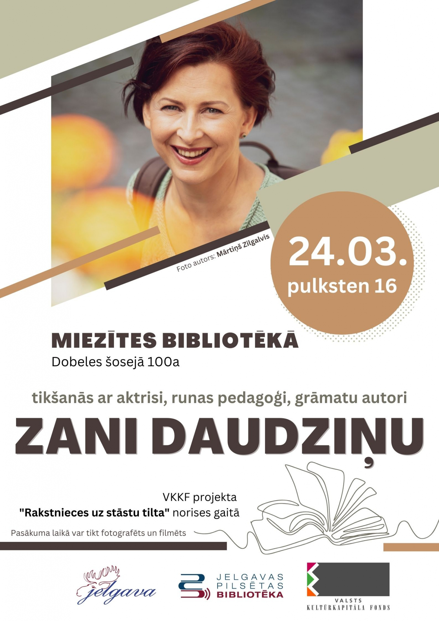 Aktrise un grāmatu autore Zane Daudziņa viesosies Miezītes bibliotēkā