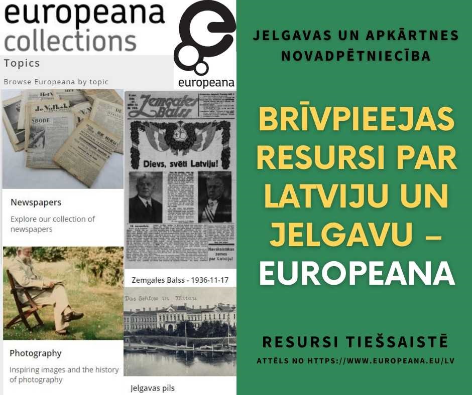 Europeana – brīvpieejas resursi par Jelgavu un Latviju!