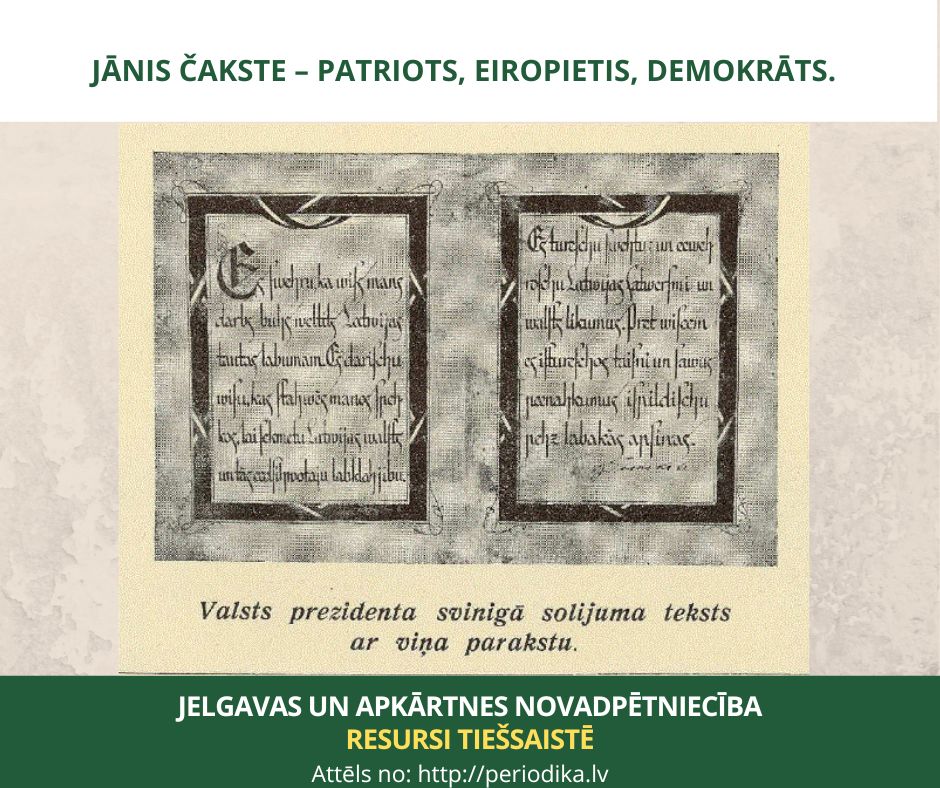 Jānis Čakste – patriots, eiropietis, demokrāts