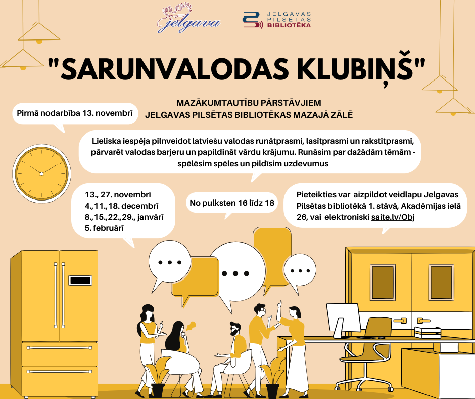 Jelgavas Pilsētas bibliotēka piedāvā latviešu valodas “Sarunvalodas klubiņu”