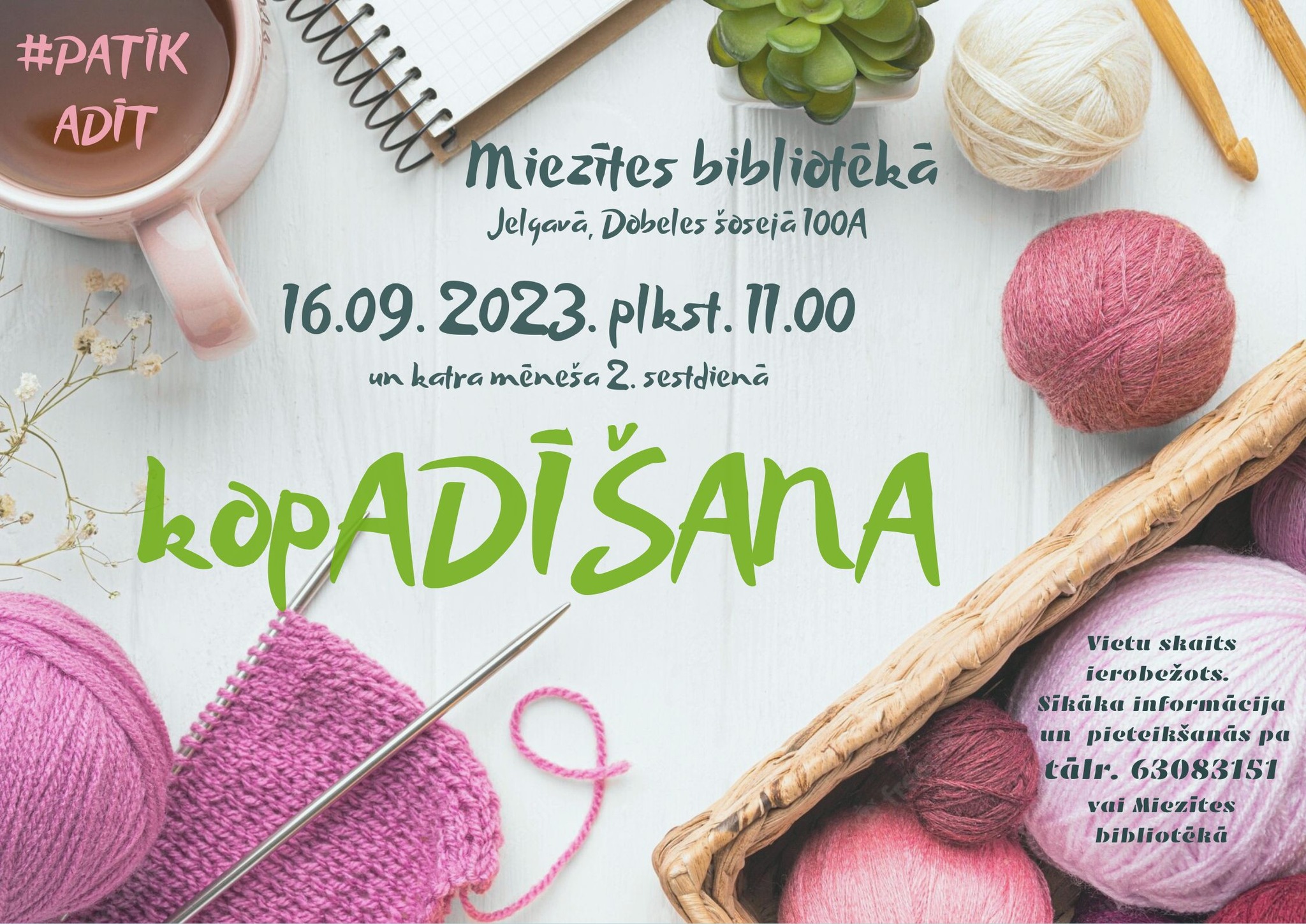 Kopadīšanas pasākums “Patīk adīt” Miezītes bibliotēkā