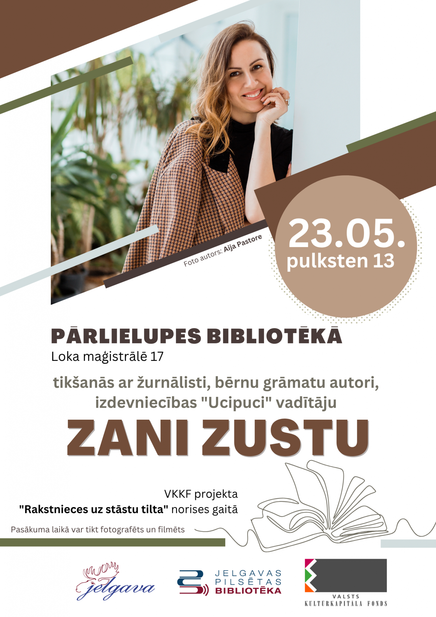 Pārlielupes bibliotēkā viesosies žurnāliste un bērnu grāmatu autore Zane Zusta