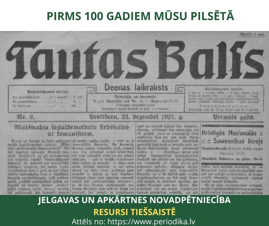 Pirms 100 gadiem mūsu pilsētā