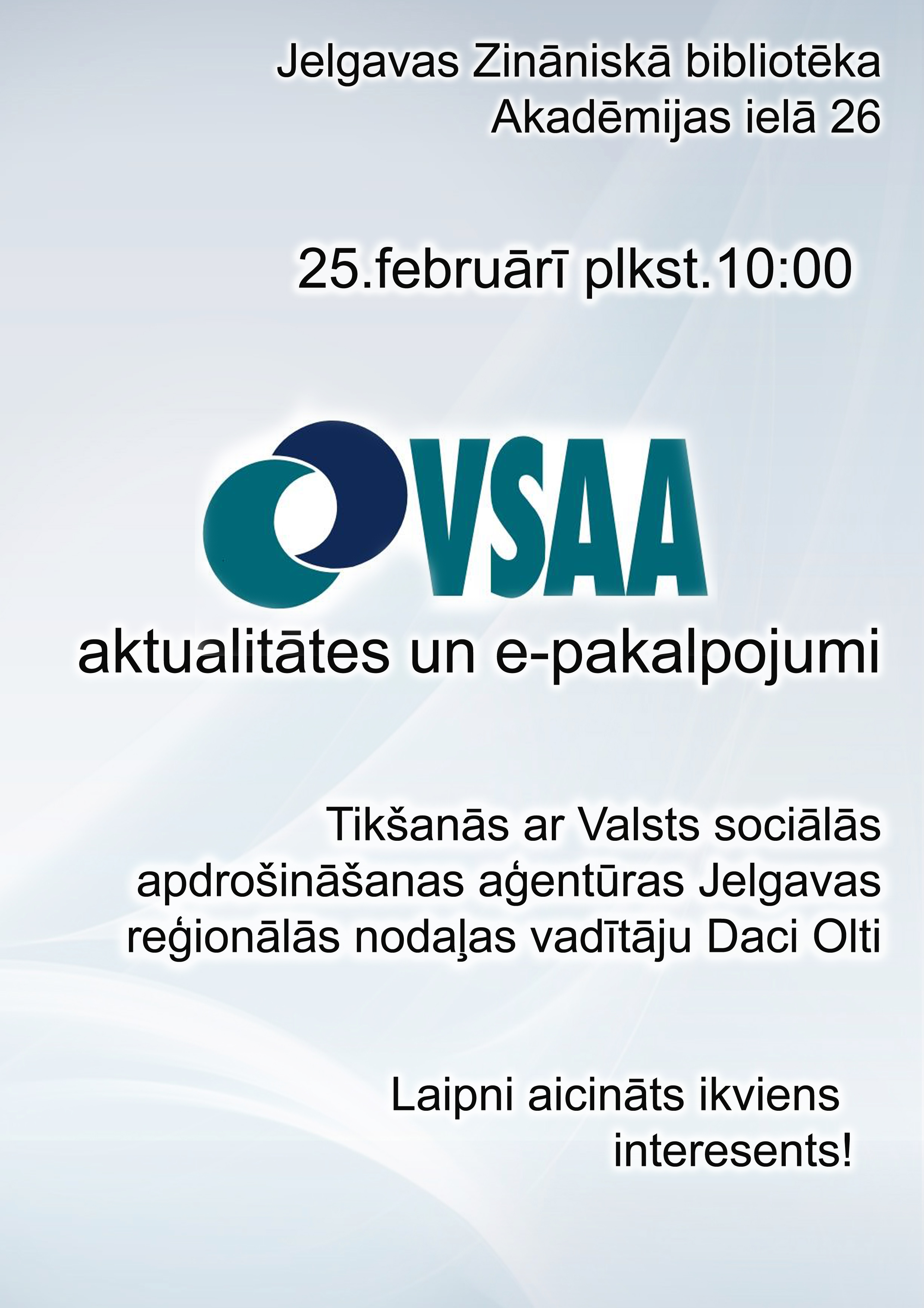 VSAA aktualitātes un e-pakalpojumi