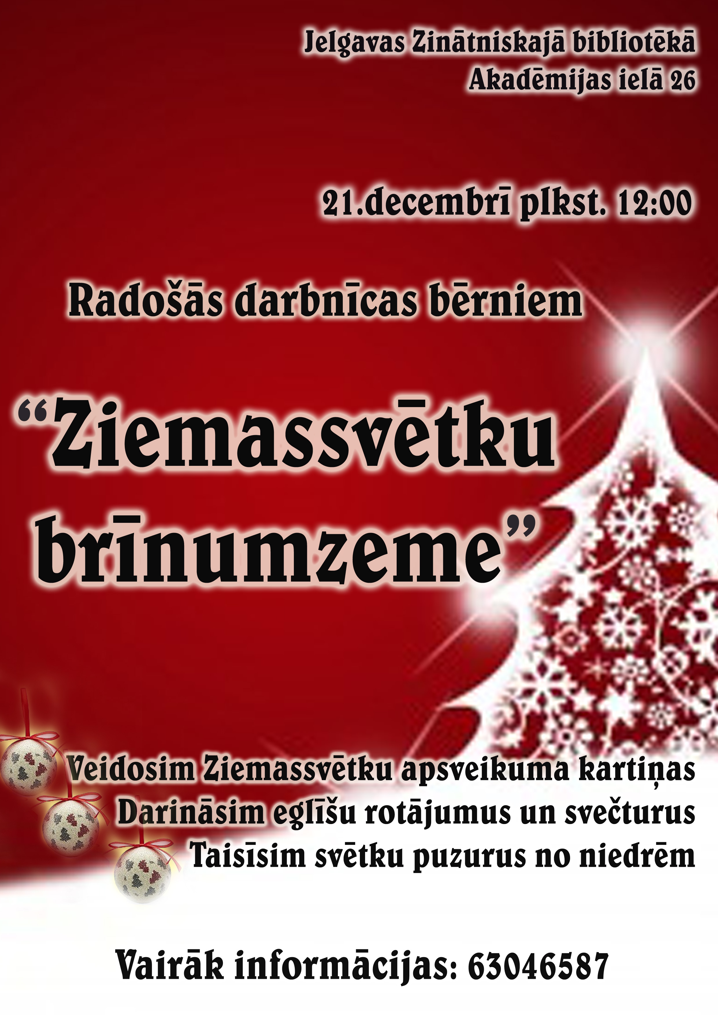 Ziemassvētku brīnumzeme Jelgavas Zinātniskajā bibliotēkā