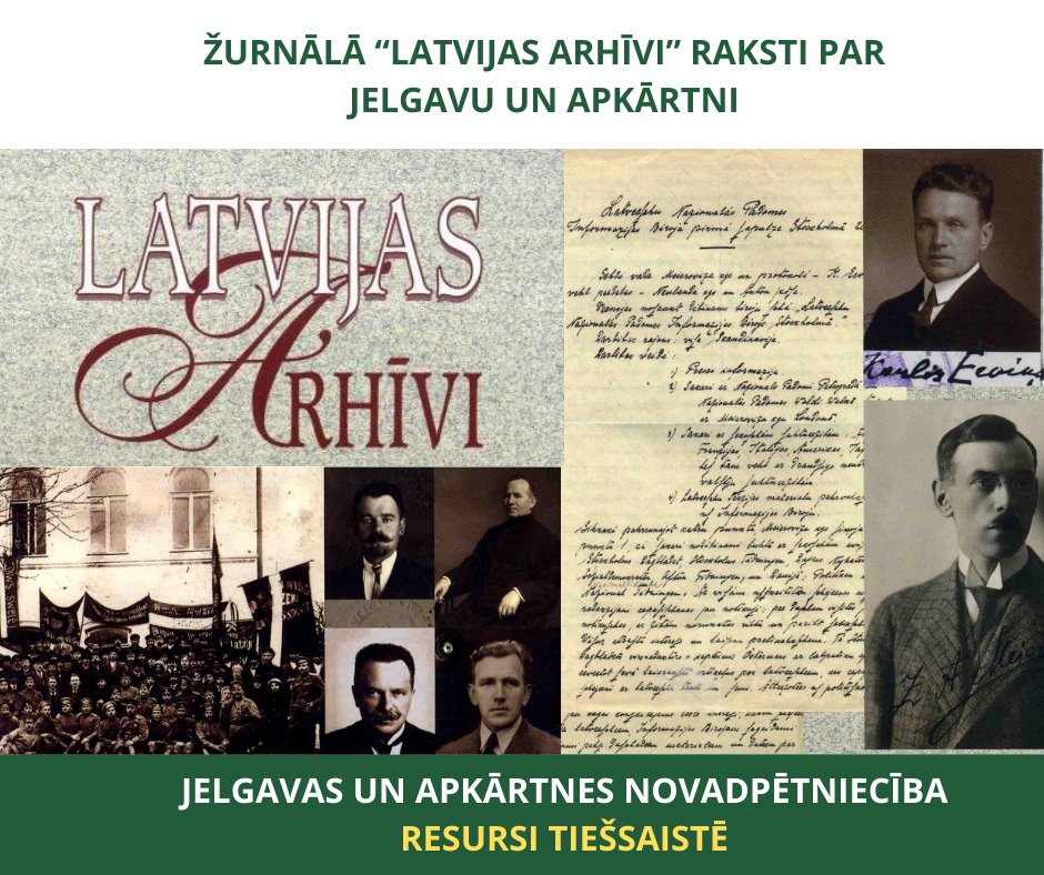Žurnālā “Latvijas Arhīvi” raksti par Jelgavu un apkārtni