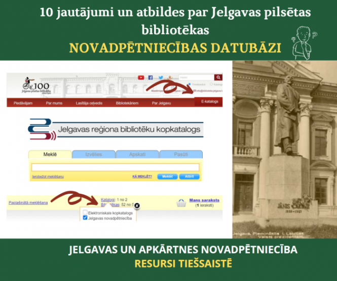 10 jautājumi un atbildes par Jelgavas pilsētas bibliotēkas Novadpētniecības datubāzi