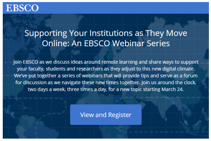 Aicina bibliotekārus pieteikties EBSCO vebināriem