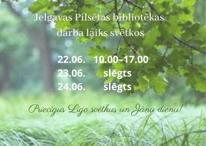 Bibliotēkas darba laiks pirmssvētku un svētku dienās