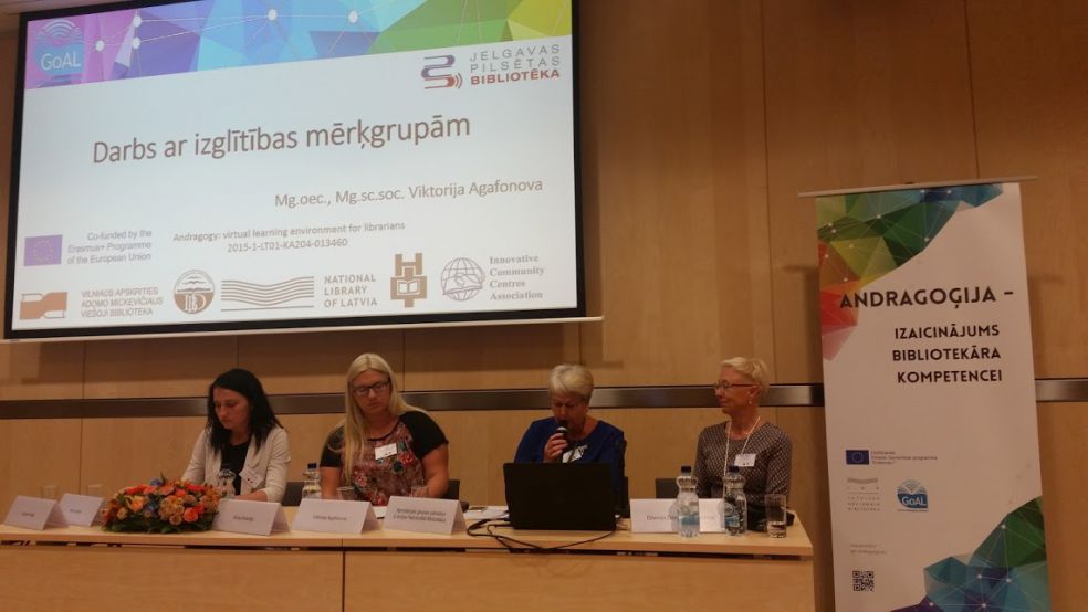 Bibliotēku nozares pārstāvji tiek iepazīstināti ar Erasmus+ projektu „Andragoģija: virtuālā tālmācības sistēma bibliotekāriem”