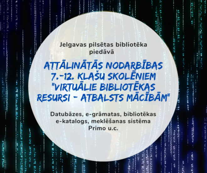 Jelgavas pilsētas bibliotēka aicina pieteikties attālinātajām nodarbībām