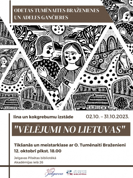 Jelgavas Pilsētas bibliotēkā lina un kokgrebumu izstāde 