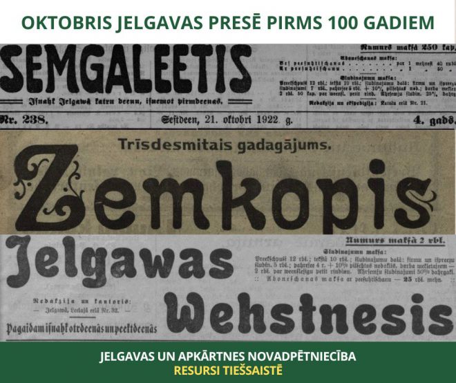 Oktobris Jelgavas presē pirms 100 gadiem
