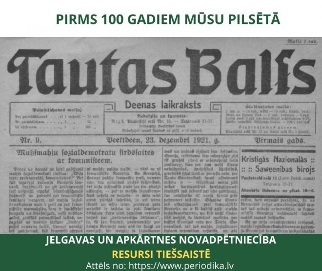 Pirms 100 gadiem mūsu pilsētā