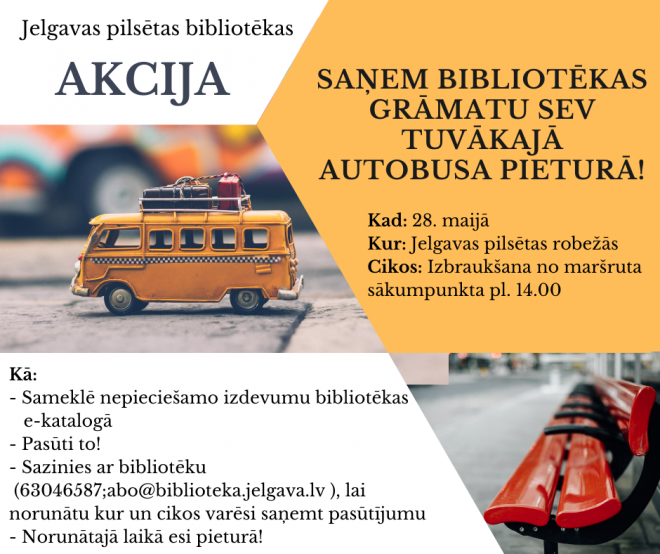 Saņem bibliotēkas grāmatu sev tuvākajā autobusa pieturā!