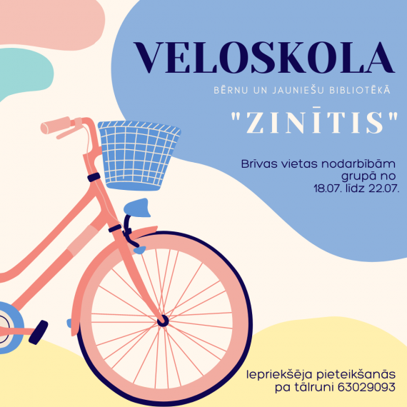 Veloskolas nodarbības bērniem no 10 gadiem bērnu un jauniešu bibliotēkā “Zinītis” 